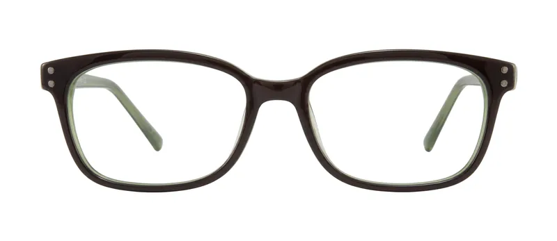Advice Black/Olive rectangle prescription eyeglasses, front view