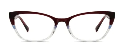 Artsy Burgundy/Blue/Crystal cat-eye prescription eyeglasses, front view