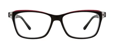 Between Black/Red rectangle prescription eyeglasses, front view