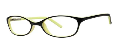 Certain Black/Lime oval prescription eyeglasses, angled view