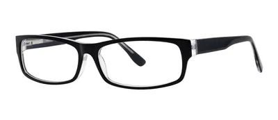 Colossal Black/Crystal rectangle prescription eyeglasses, angled view