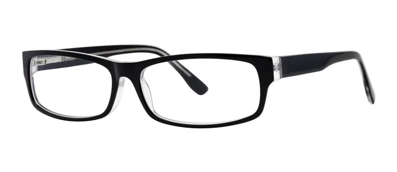 Colossal Black/Crystal rectangle prescription eyeglasses, angled view