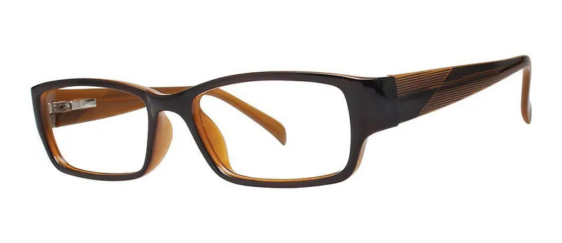 Concert Brown/Caramel rectangle prescription eyeglasses, angled view