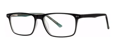 Fiction Black/Crystal Green rectangle prescription eyeglasses, angled view