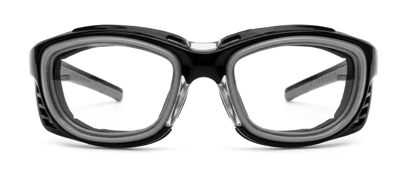 GRXS12 Gloss Black wrap prescription eyeglasses, front view