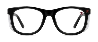 GRXS31 Gloss Black square prescription eyeglasses, front view