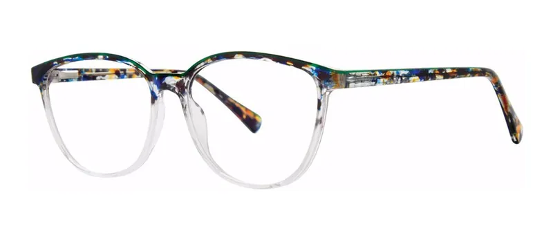 Involved Green oval prescription eyeglasses, angled view