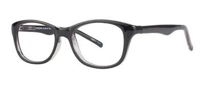 Muffin Black/Crystal round prescription eyeglasses, angled view