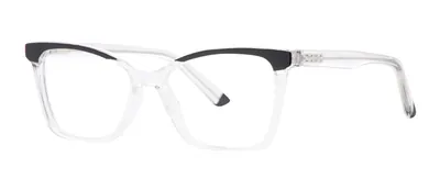 Raindrop Crystal/Black cat-eye prescription eyeglasses, angled view