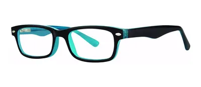 Remote Black/Blue oval prescription eyeglasses, angled view