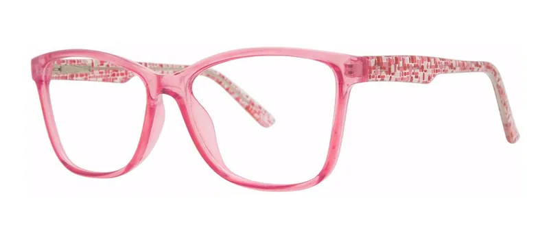 Symbolic Pink Crystal cat-eye prescription eyeglasses, angled view