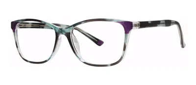 Unexpected Black Crystal/Purple rectangle prescription eyeglasses, angled view