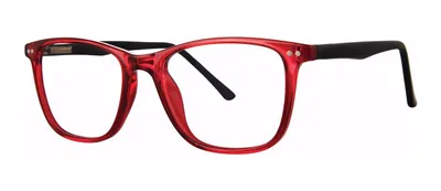 Watchful Cherry/Black rectangle prescription eyeglasses, angled view