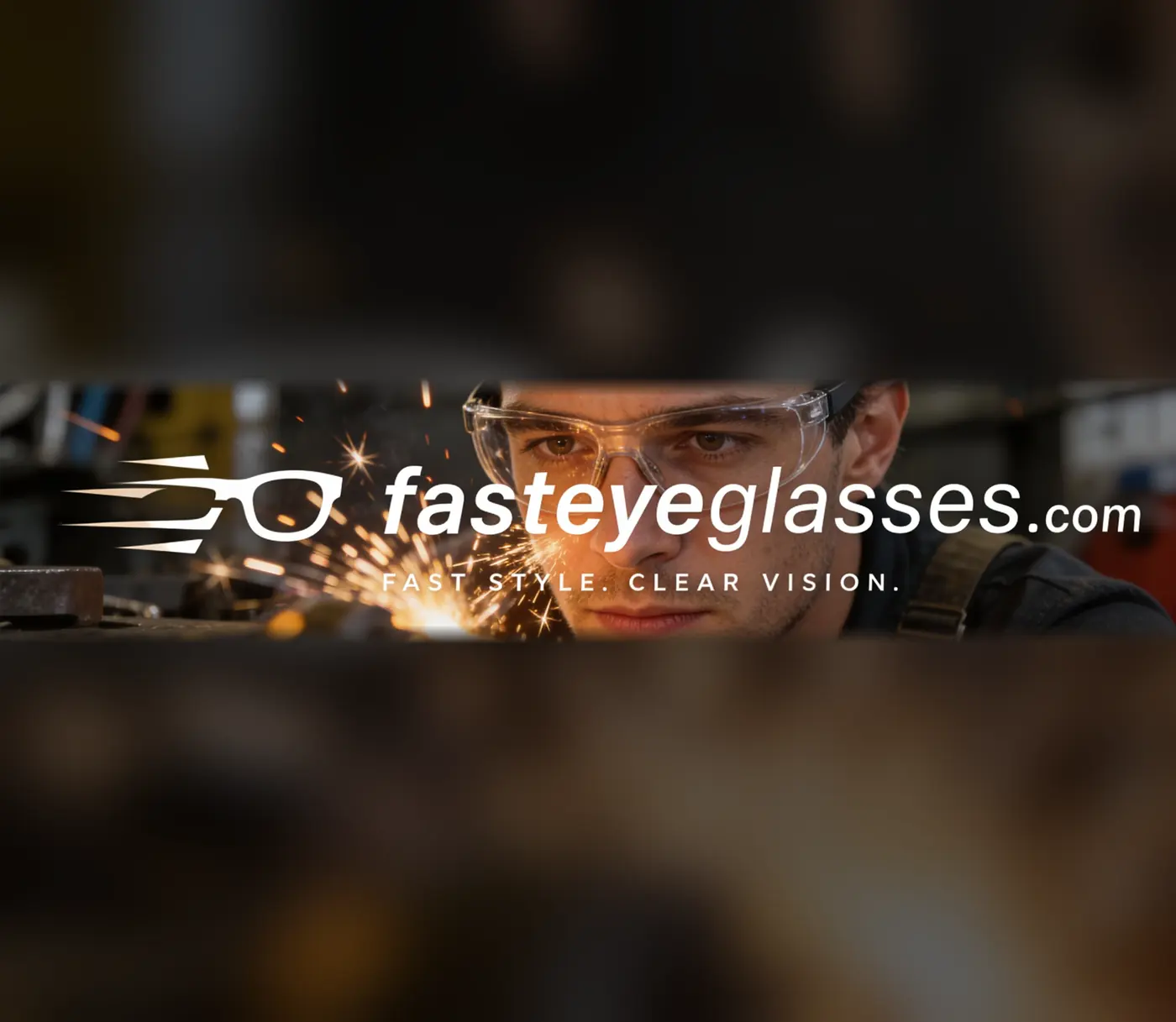 Welder wearing clear prescription safety glasses, Fast Eyeglasses: fast style, clear vision